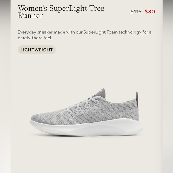 Allbirds Women's SuperLight Tree Runner Gray Sneakers - Picture 1 of 7